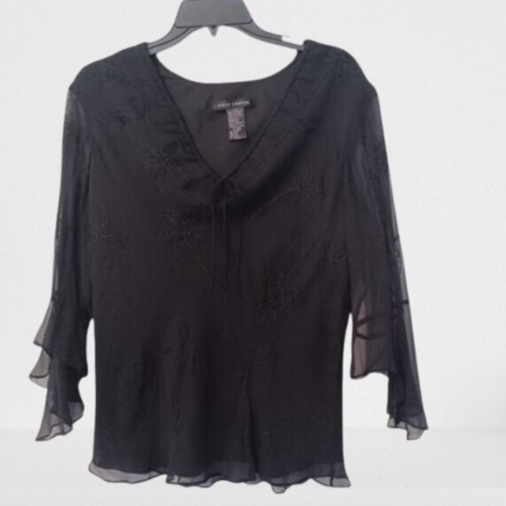 Anne Carson Blouse 100% Silk Chiffon Whimsigoth Fairy Size L